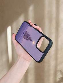 Funda de Silicona TPU para iPhone X/XS/11/12/13/14/15/16 y  S22/S23/S24/S25 con Diseño Navideño de Árbol de Navidad con Estrella, Estilo Artístico Pastel Morado, Protectora Suave, I - Azul - Ver 5