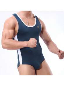 Shapewear Men's One-Piece Tights Panties European And American Cross-Border Shapewear Swimming One-Piece - Green - View 3