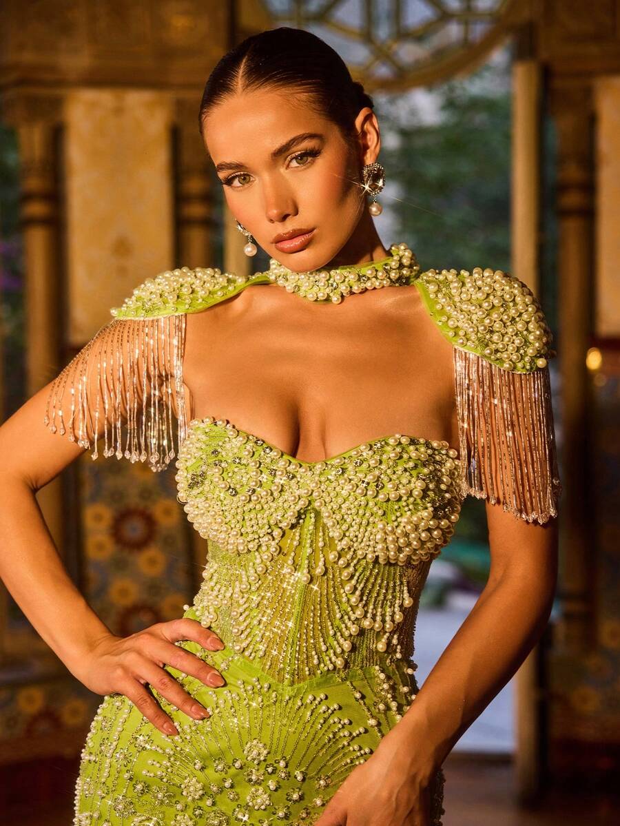 Đầm dạ hội đính sequin sang trọng cho nữ, kiểu đuôi cá dài có tà – Đầm dự tiệc cao cấp, đầm dự đám cưới, đầm dạ hội đính pha lê thủ công, đầm cocktail, đầm dài lấp lánh kiểu Ả Rập/Trung Đông cho lễ Eid, đầm dạ hội lấp lánh thanh lịch cho nữ mùa xuân