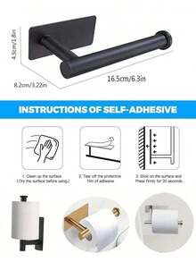 1pc Kitchen Paper Towel Holder - Self-Adhesive Or Drill-Free Stainless Steel Tissue Roll Dispenser, Wall-Mounted For Bathroom/Kitchen Storage Rack, Towel Rack, Cling Film Rack, Sticky Paper Towel Roll Dispenser, SUS304 Stainless Steel Kitchen Paper Towel Dispenser, Easy Installation Kit Includes Adhesive Tape And Screws (Black/Silver/Gold)