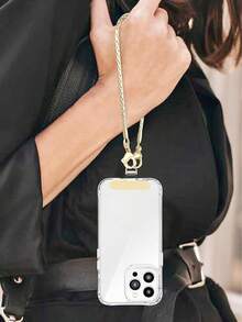 1pc Metal Phone Wrist Strap With 1pc Stainless Steel Washer, Suitable For Women, Girls, Shopping, Travel, Party, Walking - Gold - View 5