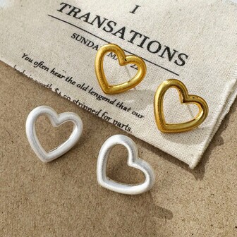 Hollow Heart Design Women's Earrings, Elegant Personalized Earrings With Refined Luxurious Vibe, Minimalist Versatile Daily Wear