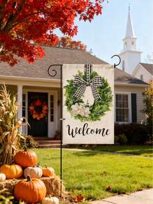 One Farmhouse-Style Country Welcome Garden Flag (Flagpole Not Included). This Welcome Flag Is Perfect For Decorating Your Front Porch, Backyard Garden, Spring Patio Party, Fall Harvest Party, Or Year-Round Entrance Decoration, Infusing Your Space With A Warm And Inviting Country Charm To Welcome Every Guest. - Multicolor - View 3