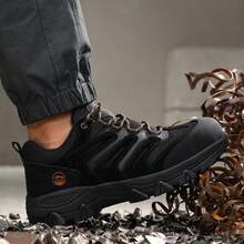 GUYISA Lanoudun Professionelle Sicherheitsschuhe, stoß- und durchstichhemmend, Stahlkappe nach Europäischer Norm, weiche durchstichhemmende Mittelsohle, Patchwork-Material, modisch und atmungsaktiv, leichte Patchwork-Laufsohle - Schwarz - Übersicht 4