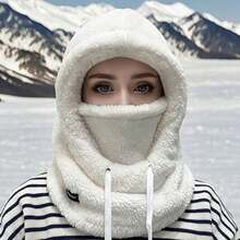 Thick Plush Fleece Balaclava Winter Hood Hat, Windproof Warm Face Mask Neck Gaiter Combo For Ski Cycling Outdoor Sports - Black - View 4