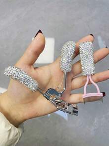 1 Set Steel Eyelash Curler With Rhinestone Decor, High-Quality Eyelash Grooming Steel Comb, Natural Curl & Long-Lasting Effect, Portable Travel Eyelash Curling Tool, Elegant Makeup Gift