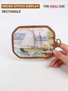 3pcs Mini Brown Faux Wood Grain Retro Vintage Style Handmade DIY Cross Stitch Hoops, Embroidery Frames, Dreamcatcher Hanging Rings, Made Of ABS Material With Copper Metal Hooks, Suitable For Home Decor, Wall Hanging, Halloween, Christmas, Bags, Clothes, Phones, Keys, Desks, Bedside, Car Accessories