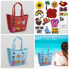 6 Pack Bog Bag Charms, 3 inch Rubber Tote Bag Bits Charms, Bag Accessories Charms - inicial - Ver 1