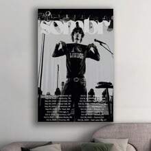 Framed Sombr USA Tour Poster Canvas Print,Black And White Wall Art, Vintage Print Birthdays,Valentine's Day, Mother's Day, New Year, Halloween,Thanksgiving Day, Christmas, Easter For Living Room, Bedroom, Kitchen,Restroom Decoration - Framed - View 3