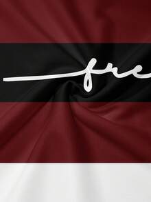 男士撞色条纹字母印花 Polo 衫和短裤套装 - 彩色 - 查看 5