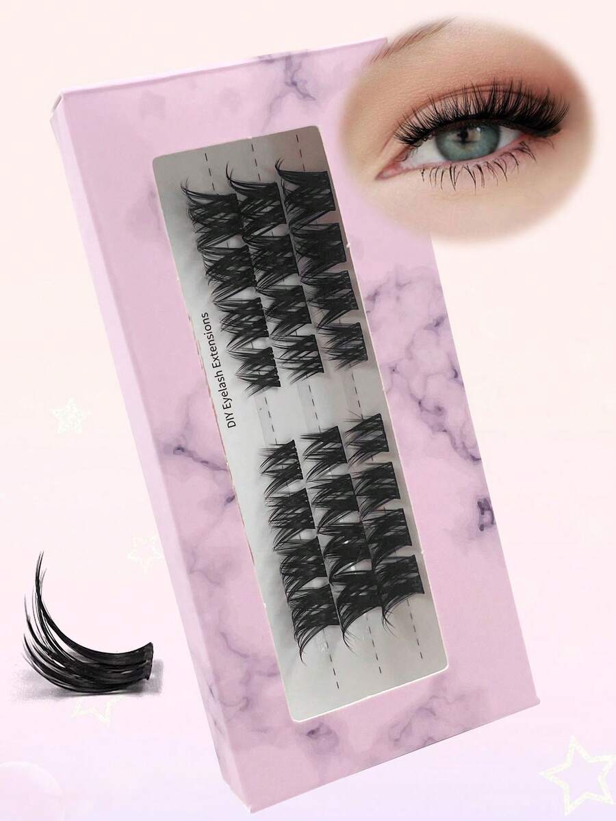 24pcs Thin Individual False Eyelashes - Natural Look, CC Curl, Fluffy, DIY Eyelash Extension, Salon-Level Volumizing & Lengthening Effect - Easy To Wear, Reusable, Comfortable Fit - Black - View 1