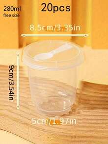 10pcs/20pcs Set Heat Resistant Thick Pudding Cups, Commercial Dessert Cups For Ice Cream, Jelly, Yogurt, Bakery Shops, PP Plastic Cups With Lids And Spoons, Creative Boba Tea Takeaway Cups - Transparent - View 14