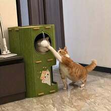 SUNFIONA [节省空间的 3D 树形猫公寓] 带抓柱和悬挂玩具的猫公寓 | 绿色、可拆卸且易于清洁，适用于多只猫、猫家具、宠物娱乐、俏皮的宠物设计