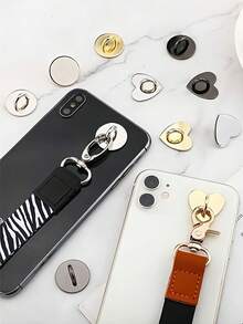 Supporto ad anello a forma di cuore per telefono, con retro adesivo, compatibile con la maggior parte delle custodie per telefono, supporto durevole per dita per smartphone, tablet, portachiavi, borse, cinture, cordini, bracciali e collane, accessori per telefono fai-da-te, forniture per appendere - nero - Visualizzare 7