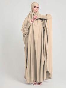 1pc Elastic Sleeve Long Loose Comfortable Hijab Khimar Muslim Headscarf, Suitable For Women's Daily Wear And Prayer - Multicolor - View 18