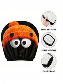 2 piezas, Fundas de reposacabezas de coche con estampado divertido de ojos grandes de punto naranja, sin material de relleno, fácil de instalar y lavar, ajuste universal para todos los vehículos, perfectas para viajes largos y por carretera - Multicolor - Ver 5