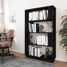Libreria/divisorio vidaXL, nero, 80x25x132 cm, in legno massello di pino. - Cammello - Visualizzare 3