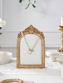 1个复古金色花卉拱形首饰展示架，树脂材质，多种尺寸可选，适用于项链、手链、耳环的展示和收纳，亦可作为房间装饰。 - 金色 - 查看 5