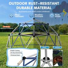 Climbing Dome,10FT Dome Climber With Hammock, Outdoor Play Equipment For 3 To 10 Children, Supports Jungle Gym Up To 1,000 Lbs, Rust Resistant, Easy To Assemble, Gift For Kids, Blue+White - Blue - View 9