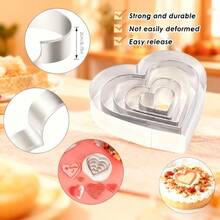 5件套不锈钢心形蛋糕模具，不锈钢家用烘焙工具，适用于饼干和糕点，水果切割模具 - 銀色 - 查看 8