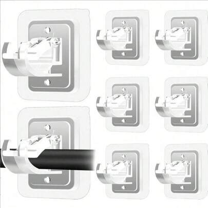 8-Count Free Adjustable Curtain Rod Hooks – No-Drill Self-Adhesive Brackets, Transparent Curtain Hangers For Bathroom, Kitchen, Home & Hotel