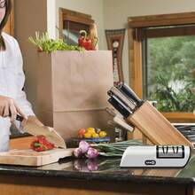 Rechargeable Cordless Electric Knife Sharpener: Portable 2-Stage Diamond Sharpening System For Kitchen, Camping, And Outdoor Use - Sharpens Stainless Steel & Serrated Knives (Knives NOT Included) - White - View 5
