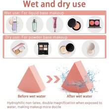 12 esponjas triangulares de mezcla de maquillaje con botella de almacenamiento, sin ltex, licuadoras de maquillaje de uso hmedo y, esponjas cosmticas, cuas de maquillaje para base y polvo, estilo A - Estilo A - Ver 5