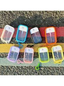 2个便携式高压喷雾瓶，简约可爱多色卡片式分配瓶，多巴胺硅胶保护套，细雾酒精洗手液旅行口袋收纳瓶，分隔式迷你香水瓶，50毫升，家居浴室装饰，适合学校旅行携带 - 彩色 - 查看 5