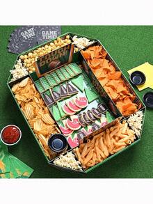 3Pcs Football Party Supplies Kit - Tailgate, Birthday & Party Food Tray Set | Football Party Decorations & Favors - Green - View 4