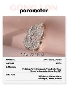 1pc Luxury Tie A Knot Zirconia Sparkling Cuff Ring For Women Couples New Fashion Romantic Elegant Wedding Party Bride Jewelry Gifts