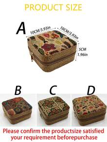 1 pieza/Bolsa organizadora de joyas de estilo vintage con asa de PU, bolsa de almacenamiento de joyas, pequeña caja de joyas de viaje, estuche de joyas, bolsa de cuero PU con cuatro cremalleras para mujeres y niñas, regalo del Día de San Valentín, regalo de boda, regalo de cumpleaños, caja de regalo para almacenamiento de relojes, aretes, collares y anillos, decoración de habitación, caja de regalo de Navidad, accesorio de tocador, artículo esencial de vanidad