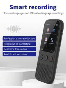 138种语言即时离线语言翻译器，便携式双向实时语言翻译器，适用于旅行、商务和学习 - 黑色 - 查看 4