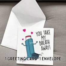 Take My Breath Away, Funny Anniversary Card, Inhaler, Funny Card For Her, Cute Anniversary Card For Boyfriend, For Girlfriend, For Wife Including Envelope - Multicolor - View 8