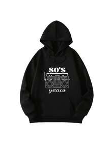 2025 Radio Pattern Hoodie Womens Oversized Hoodie Fleece Vintage Tracksuit Fashion Long Sleeve Hip Hop Hooded Sweatshirt CYXX299 - màu đen - Xem 1