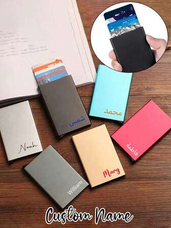 Customized Name, Compact High Capacity Anti-Demagnetization Wallet, Super Thin Anti-Scratch Wallet, Easy Access Bill Clip, Multi-Function Metal Wallet, Daily Gift, Boyfriend/Husband/Father Business Card Holder, Men's Credit Card Wallet, Mini Wallet, Business Card Wallet