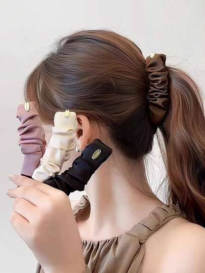 1pc High-End Solid Color Pleated Banana Clip, Elegant Hair Accessory For Ponytail, New Design Hair Clip For Women, Claw Clips, Hair Slide, Hair Barrettes Women Hair Accessories