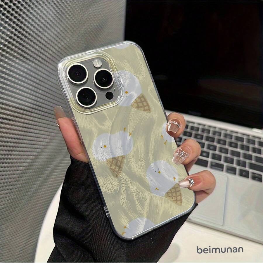 Funda de teléfono simple y linda de helado de pollo Yusha compatible con 17, 16, 15, 14, 13, 12, 11, Pro, regalo perfecto para cumpleaños/Día de San Valentín/pareja, regalo de San Valentín, estilo anime, funda divertida, funda duradera, impresa con, funda moderna, regalo - Multicolor - Ver 1