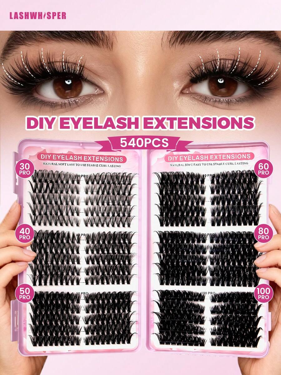 40D/50D/60D/80D D Curl 9-16mm Natural Soft Lightweight Reusable Individual False Eyelashes For DIY - Pink - View 1