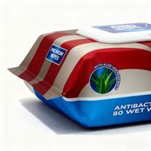 German Antibacterial Wet Wipes Family Set, 80 Wipes. Use Antibacterial And Good Hygiene Protective Wet Wipes To Clean And Disinfect Hands. They Are Also Suitable For Use In Bathrooms, Kitchens, Offices, And Even Cars - Màu xanh lam - Xem 2