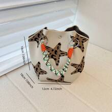 1pc Women's Casual Geometric Star & Leopard Print Polyester Crossbody Bag, With Detachable Strap, Magnetic Closure And Large Capacity - Suitable For Daily Use, Travel, Tote Bag, Lightweight Handbag, Large Capacity Bag, Cute Phone Pouch, Work & Travel Bag, Coin Purse, Street Style Bucket Bag - Multicolor - View 7