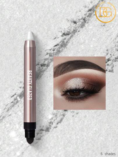 beauty glazed ظلال عيون كريمية لامعة، قلم ظلال عيون كريمي ثنائي الطرف مع أداة تطبيق، لوحة ظلال عيون مضيئة مقاومة للماء ومحببة