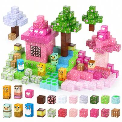 100pcs Educational AI Character Themed Magnetic Building Blocks Set, DIY Creative STEM Toys, Children's Gift, TungTungTungSahur Figurine Building Fun