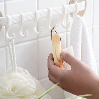 Pack Of 1 Strong Adhesive Hook, Kitchen Wall-Mounted 6-Hook Rack, Corner Bathroom Nail-Free, Damage-Free Hanging Rack, Clothes Hook