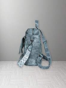 女士 PU 皮革复古背包休闲单肩包时尚斜挎包适合旅行、购物和约会使用精致的妇女节礼物 - 藍色 - 查看 4