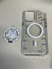 浪漫冬日简约设计手机壳，兼容 17 Pro Max、16、15、14、13，带磁吸支架，星空/雪花/镀金图案，提供全面保护。