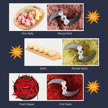 Molinillo de carne, picadora de alimentos, 2 L, de acero inoxidable, para carne, verduras, frutas y nueces, procesador de Alimentos de Gran Capacidad para el hogar, 4 cuchillas afiladas, Picadora de Carne eléctrica, Control de doble nivel - Plateado - Ver 8