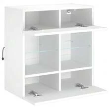 vidaXL Wand-TV-Möbel mit LED-Beleuchtung, weiß, 58,5 x 30 x 60,5 cm - Kamelfarben - Übersicht 8