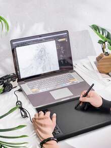 CLUBLU 1个OTG数位板，带绘图板、被动式触控笔和8个替换笔尖，圣诞节/生日礼物，适合男孩女孩 - 黑色 - 查看 4