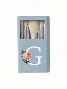 5pcs Portable Makeup Brush Set With Mirror, Rose White Letter A-Z Printed, Boxed Makeup Brush Set, Multi-Functional Makeup Brush Set With Mirror Case, Mini Multi-Functional Makeup Pencil, Foundation Brush, Eyeshadow Brush, Basic Makeup Tool Mixing Brush. Makeup Brush Organizer Includes Makeup Brushes, Convenient And Practical, Ideal Gift For Girls, Portable Travel Essentials, Travel Must-Have. - Multicolor - View 18