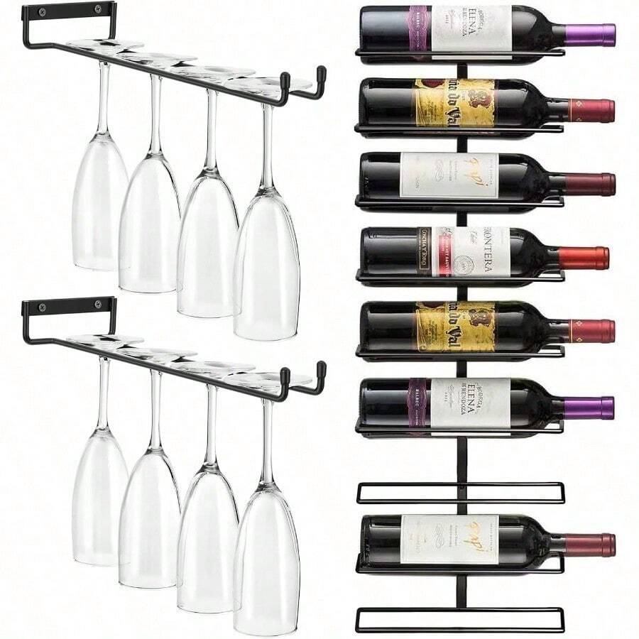 Wine Rack & Wine Glass Rack - Wine Rack + 2 Glass Holders - View 1